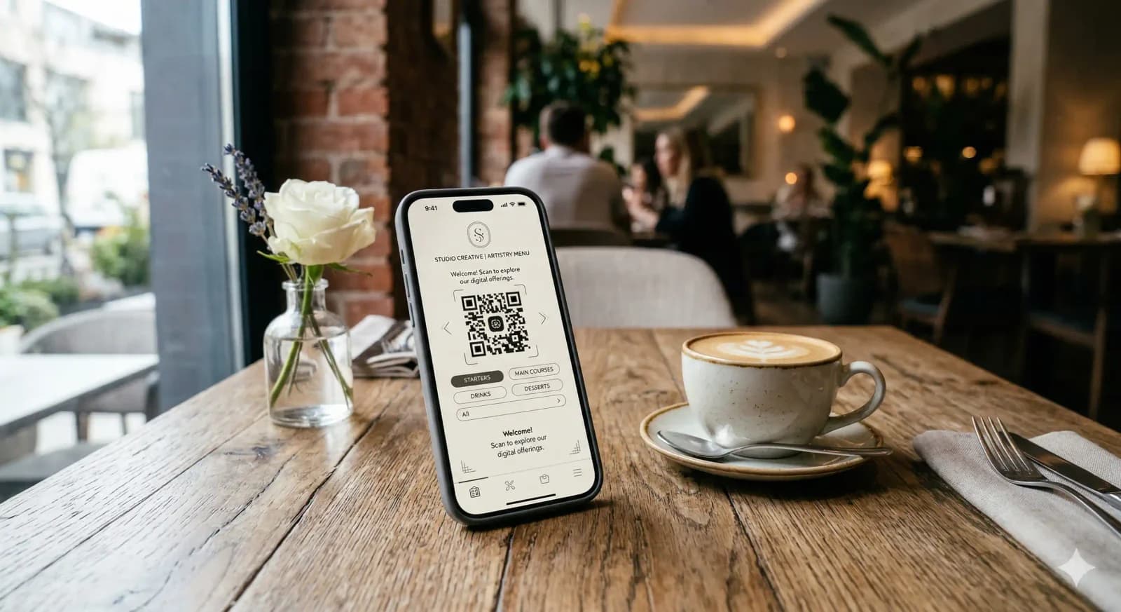 Müşteri masadaki QR kodu telefonuyla tarar — menü anında açılır